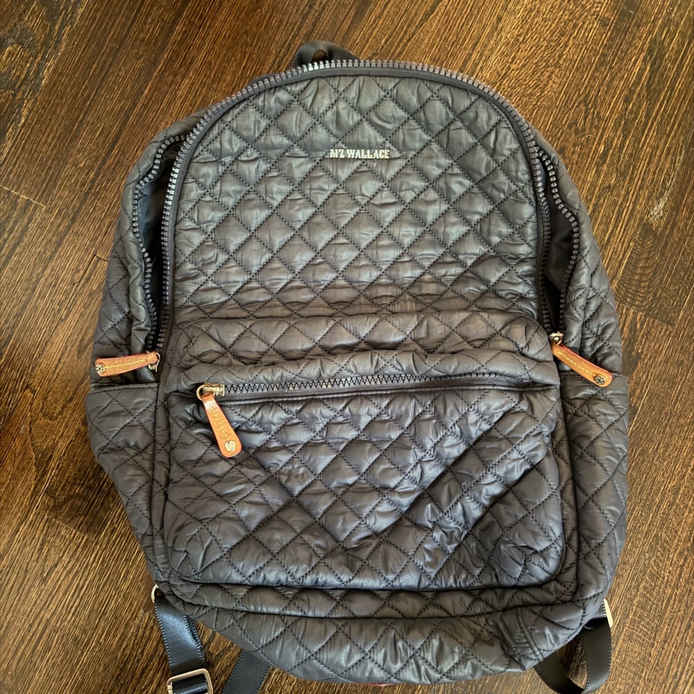 MZ Wallace Navy Quilted Backpack